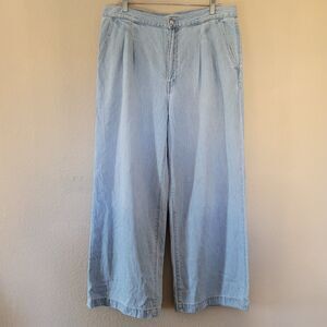 Madewell The Harlow Wide Leg Jeans Womens Blue Denim High Rise Size 30 Pleated